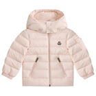 Younger Girls Pink Logo Puffer Jacket, 1, hi-res
